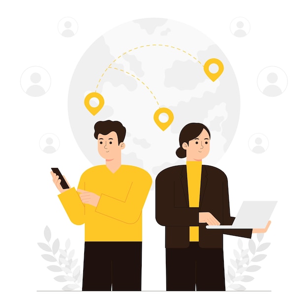 Illustration de réseau de communication en ligne du monde connecté