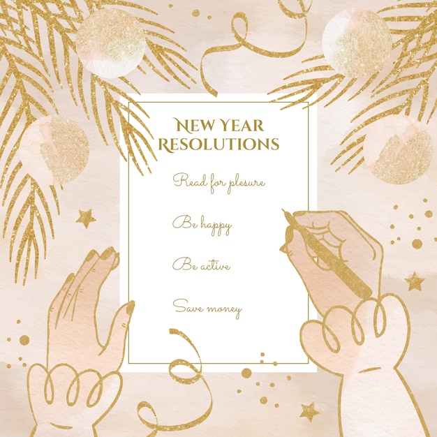 Illustration des résolutions du nouvel an à l'aquarelle