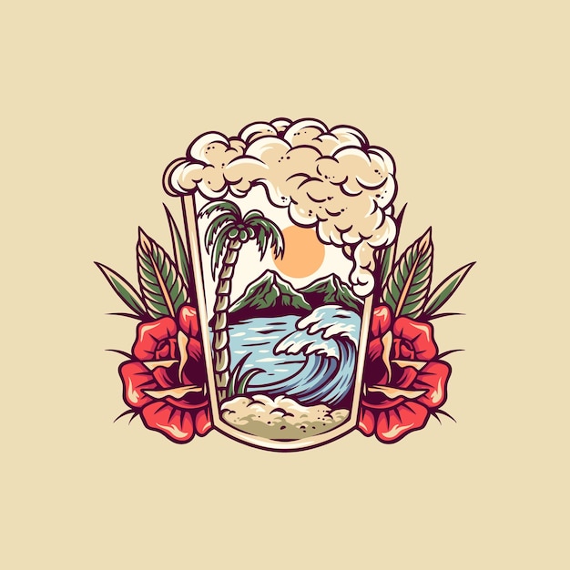 Illustration rétro de bière d'été