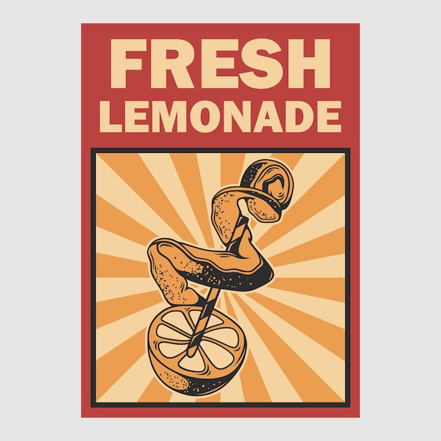 Vecteur illustration rétro de limonade fraîche de conception d'affiche vintage