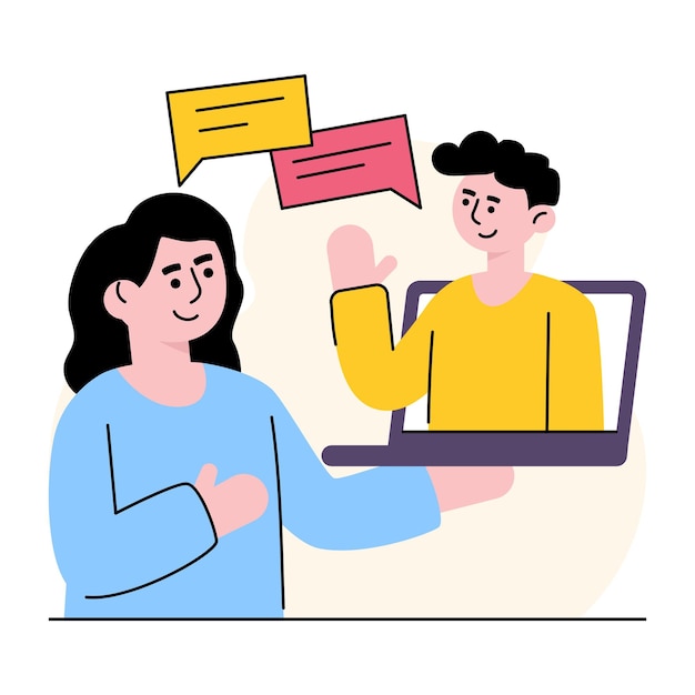Illustration de réunion d'affaires en ligne vectorielle en style plat