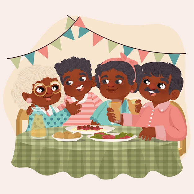 Illustration de réunion de famille dessinée à la main