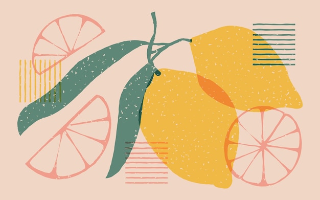 Vecteur illustration risographique avec deux citrons.