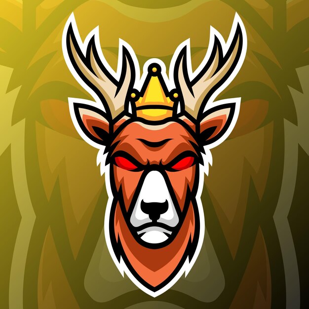 Vecteur illustration d'un roi des cerfs dans le style de logo esport