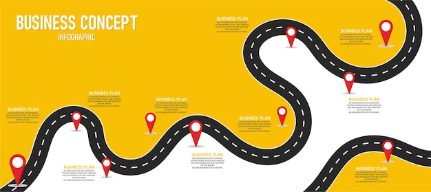 Illustration De Route Infographique Peut être Utilisé Pour Le Processus, Les Présentations, La Mise En Page, La Bannière