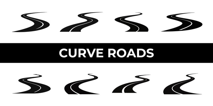 Vecteur illustration des routes courbes