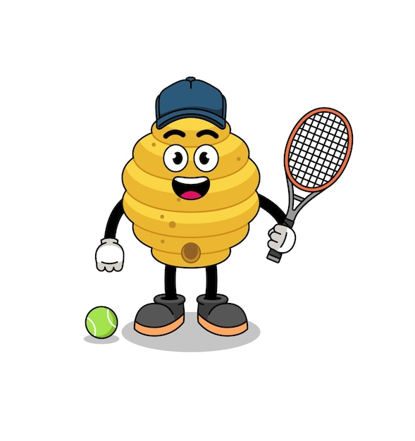 Vecteur illustration de la ruche d'abeilles en tant que joueur de tennis