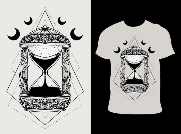 Illustration De Sablier Antique Avec Conception De T-shirt