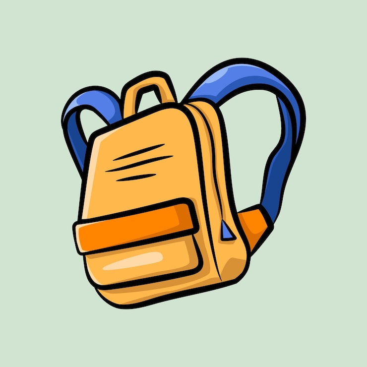 Vecteur illustration de sac à dos scolaire jaune