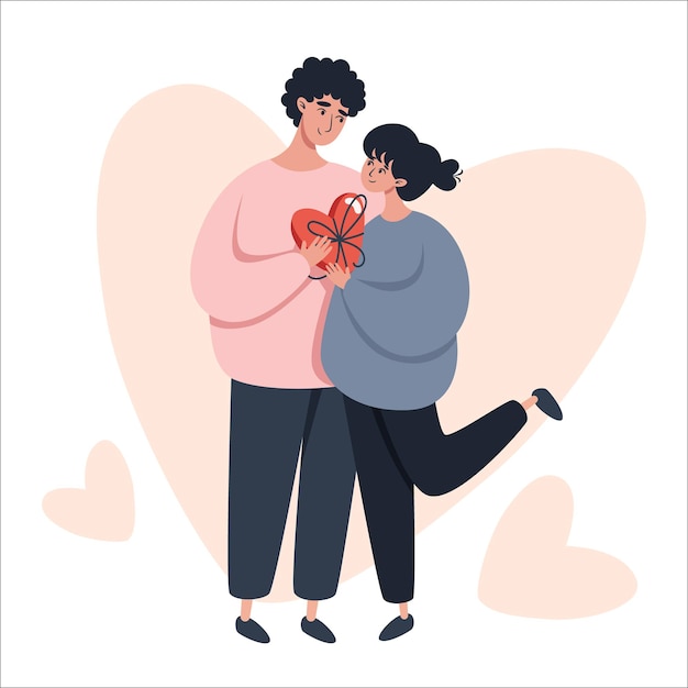 Vecteur illustration de la saint-valentin avec un couple amoureux