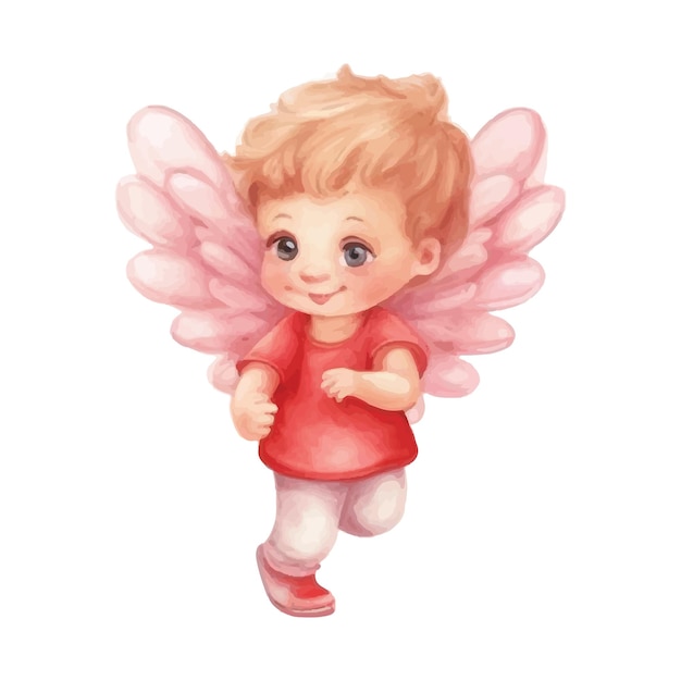 Illustration De La Saint-valentin Cupidon Dessin D'aquarelle Pour Enfants Sur Fond Blanc