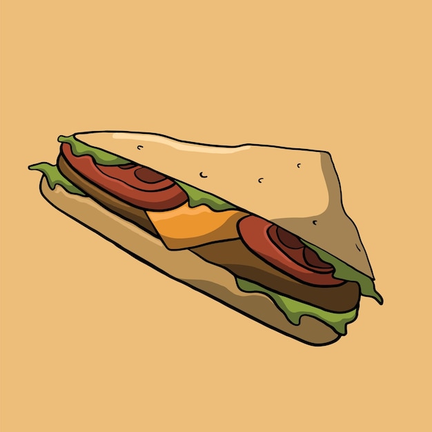 Vecteur illustration de sandwich à la main