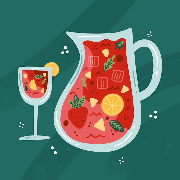 Illustration De Sangria Rafraîchissante Dessinée à La Main