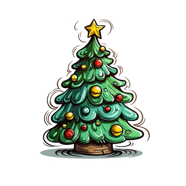 illustration de sapin de noël dessin animé dessiné à la main