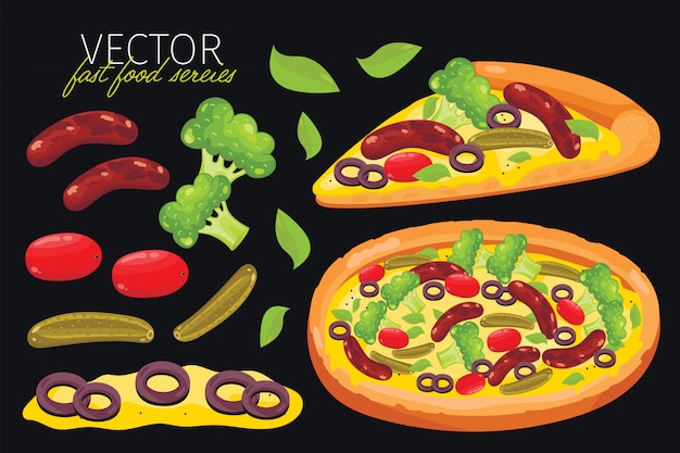 Vecteur illustration de saucisse pizza