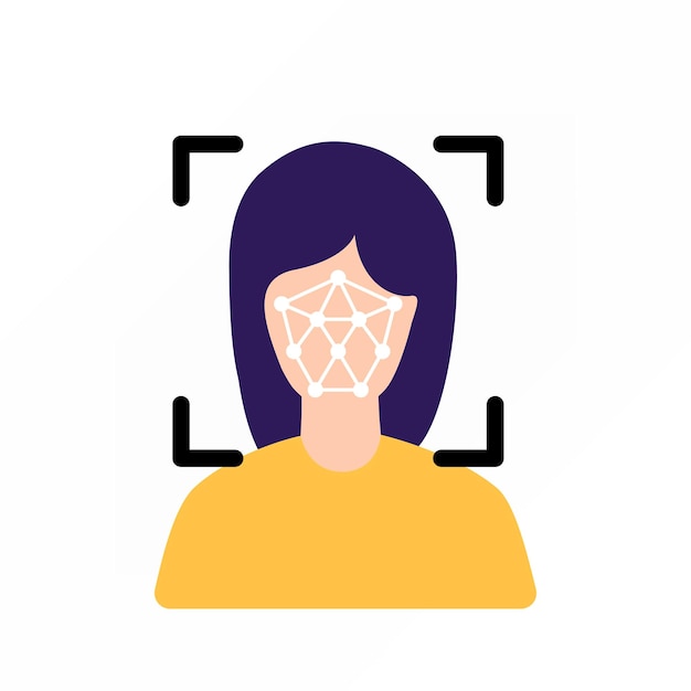 Illustration de scanner d'identité de femme et de visage