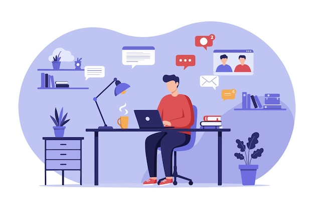 Illustration d'une scène de travail de bureau moderne