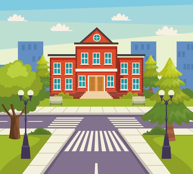 Illustration de la scène urbaine de l'école