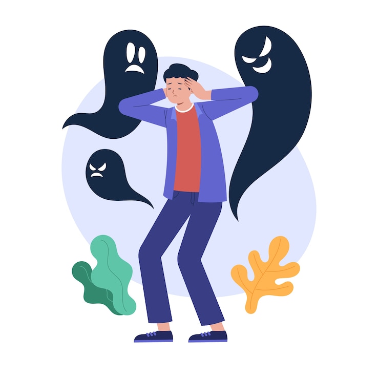 Vecteur illustration de schizophrénie dessinée à la main