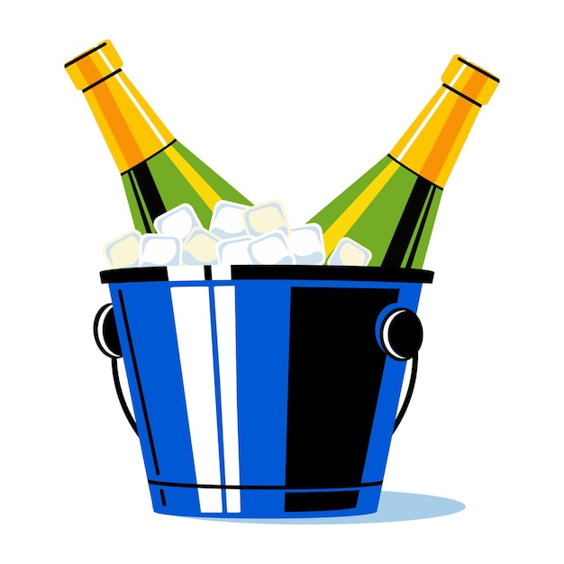 Illustration d'un seau à vin dans un style plat