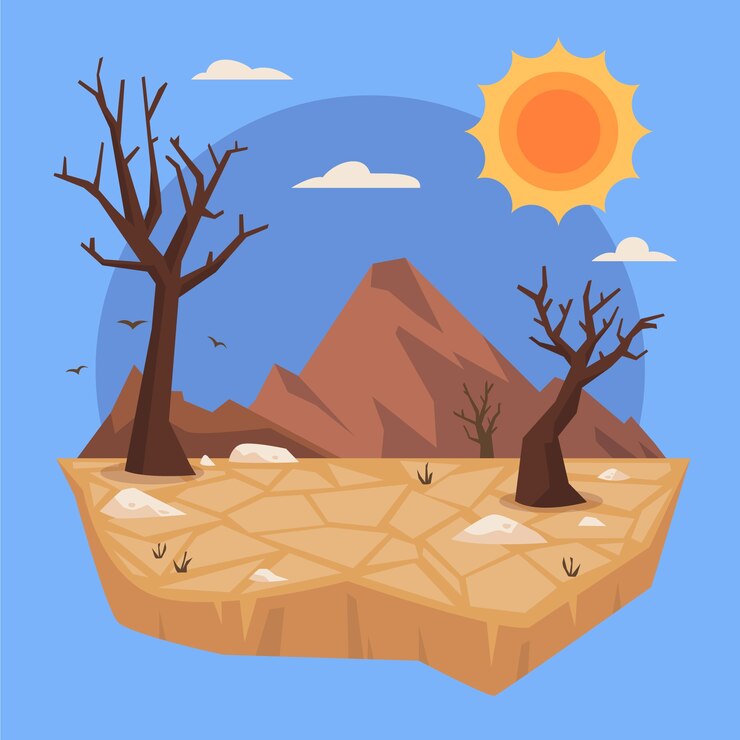 Vecteur illustration de la sécheresse dessinée à la main