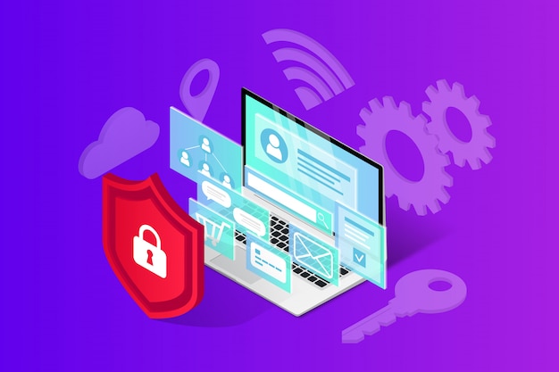 Illustration de sécurité Internet isométrique.
