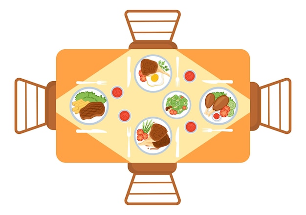 Vecteur illustration de service de restauration avec pour une réunion d'entreprise ou un mariage de banquets dans un café ou un restaurant