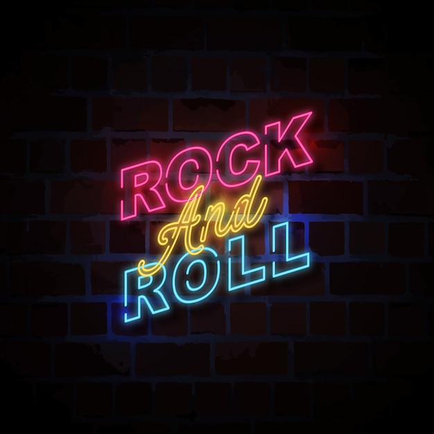 Illustration De Signe De Style Néon Rock And Roll