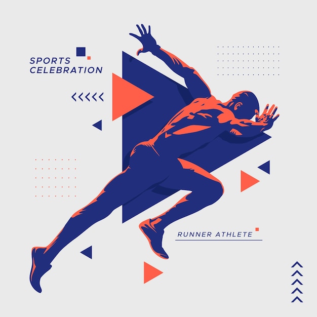 illustration de la silhouette d'un athlète sprint coureur athlète avec un éclair de couleur stylisé