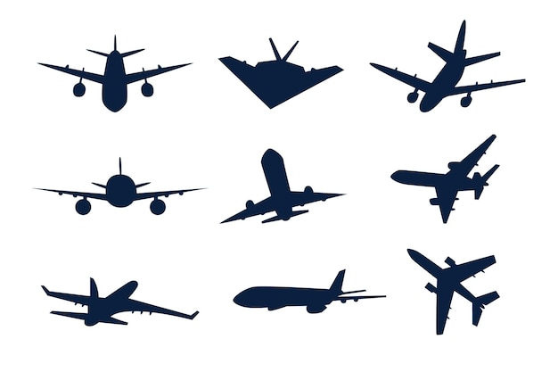 Vecteur illustration de silhouette d'avion design plat