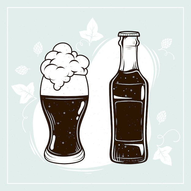 Vecteur illustration de silhouette de bière dessinée à la main