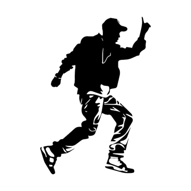 Vecteur illustration de la silhouette d'un danseur de hip-hop