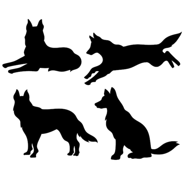 Illustration de la silhouette du berger allemand à la conception plate