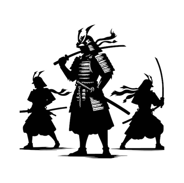 illustration de la silhouette du vecteur samurai