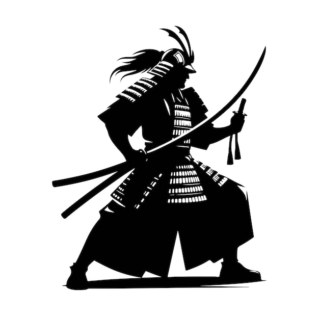 illustration de la silhouette du vecteur samurai