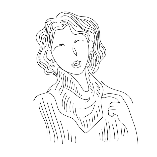 illustration de silhouette de femme dessinée à la main au crayon dessin au trait