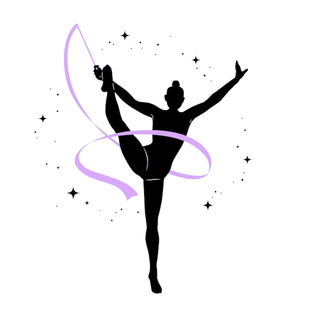 Vecteur illustration de silhouette de gymnaste design plat