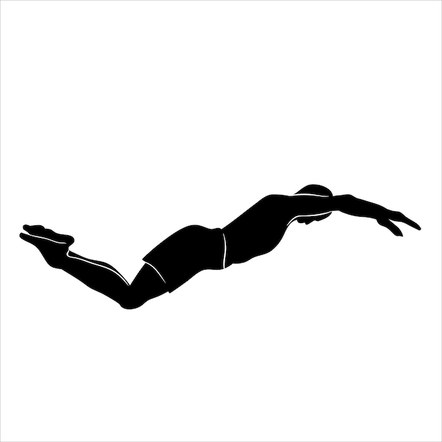 Vecteur illustration de silhouette homme natation