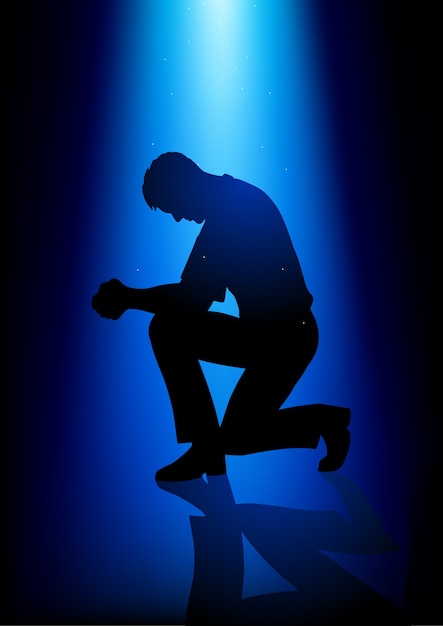 Illustration de la silhouette d&#39;un homme en prière