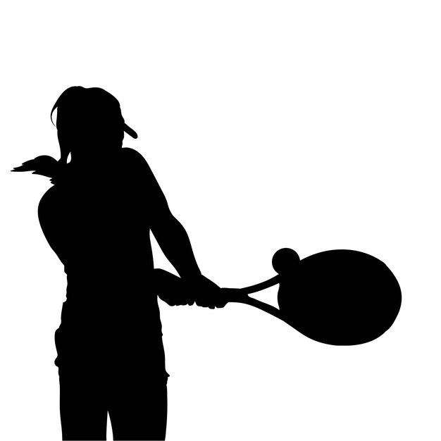 illustration de silhouette de joueur de tennis isolée sur fond blanc