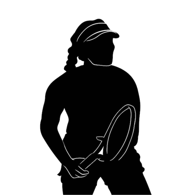 illustration de silhouette de joueur de tennis isolée sur fond blanc