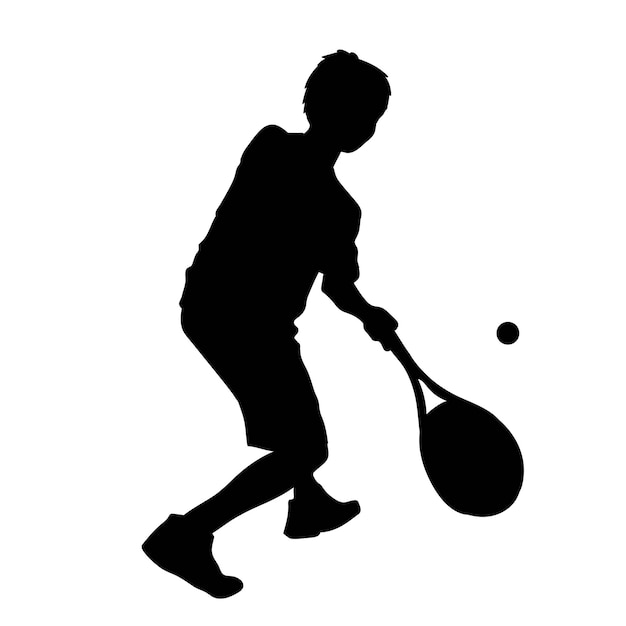 illustration de silhouette de joueur de tennis isolée sur fond blanc