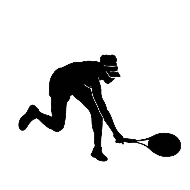 illustration de silhouette de joueur de tennis isolée sur fond blanc