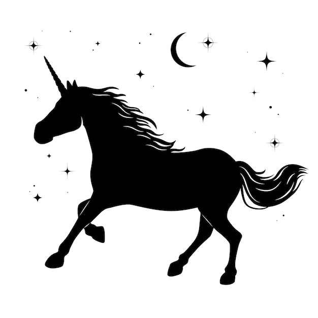 Illustration De Silhouette De Licorne Design Plat