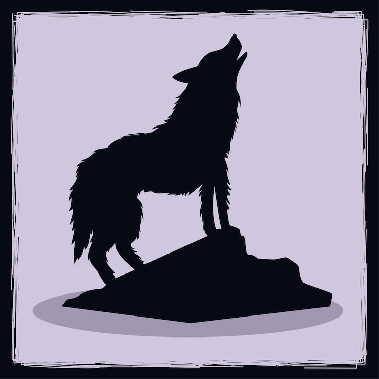 Vecteur illustration de la silhouette de loup dessinée à la main