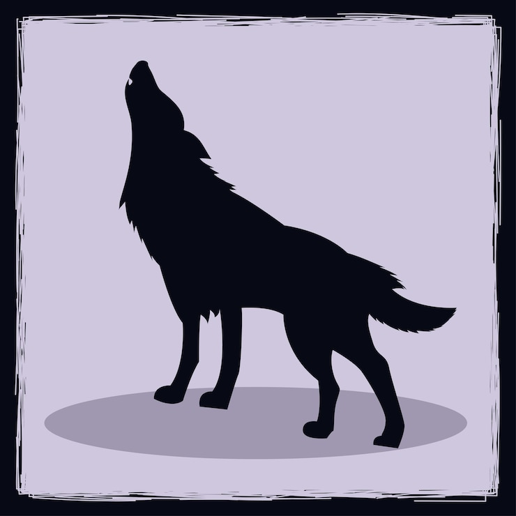 Vecteur illustration de la silhouette de loup dessinée à la main