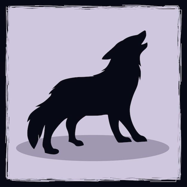 Vecteur illustration de la silhouette de loup dessinée à la main