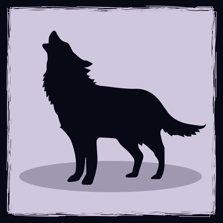 Vecteur illustration de la silhouette de loup dessinée à la main