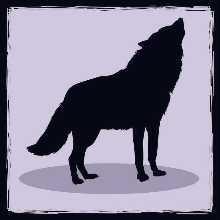 Vecteur illustration de la silhouette de loup dessinée à la main