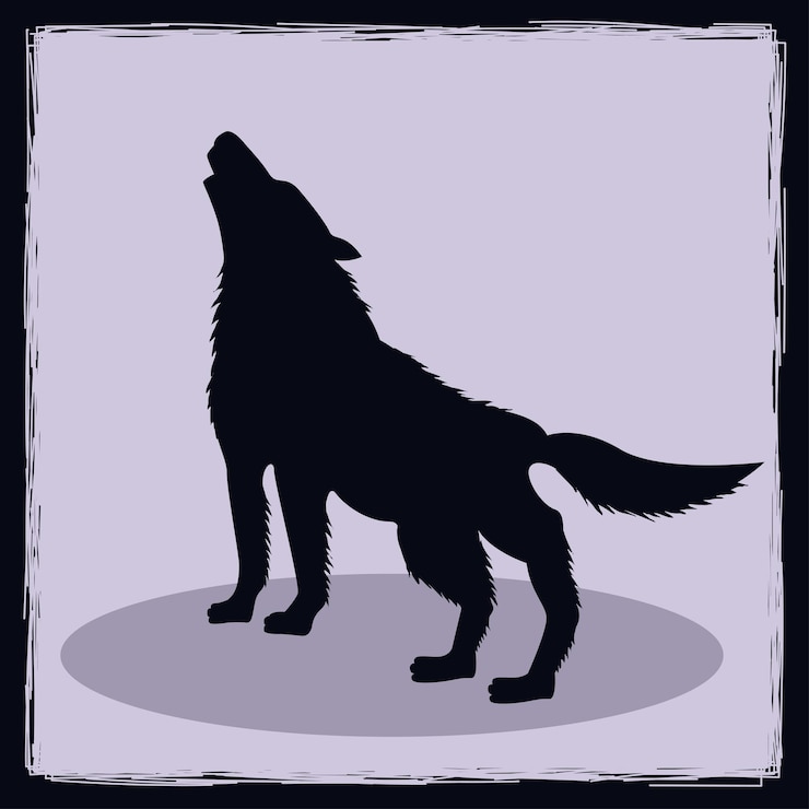 Vecteur illustration de la silhouette de loup dessinée à la main